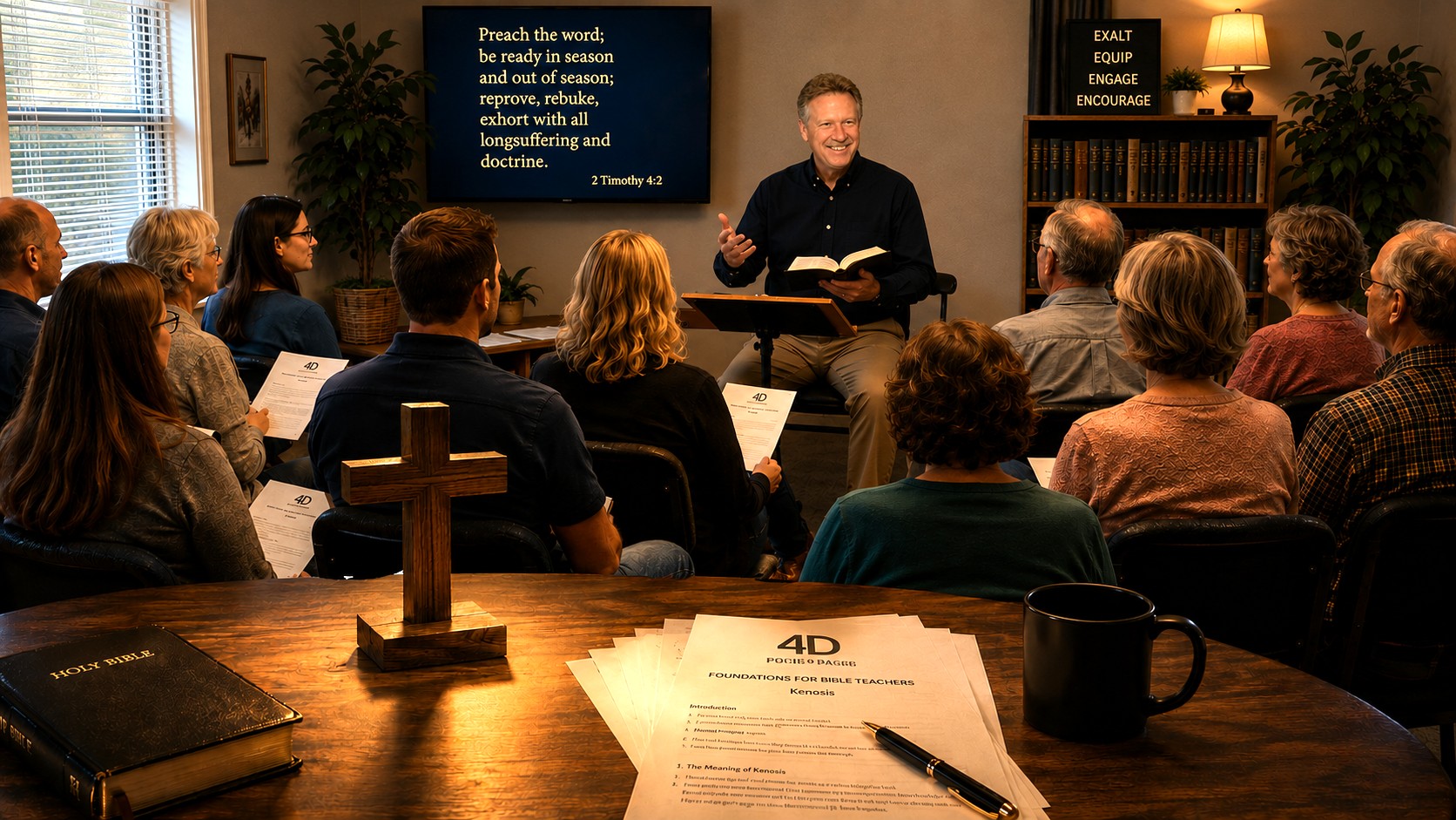 Bible teacher leading a small group study